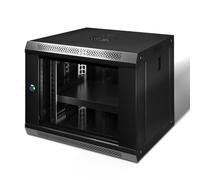 9U Wall Mount Server Cabinet Enclosure Lockable IT Network Rack Glass Door Black For Office And Server room Cabinet With A Lock
