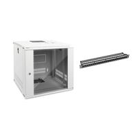 9U White Cabinet & 1U 24-Port Cat6 Patch Panel