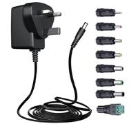 9V 0.5A/500mA 1.8M Power Supply Adapter with 8 Tips, AC/DC 9V 4.5W Switching Adapter Power Cord for Arduino UNO MEGA/Excercise Bike/Elliptical Machine/Bench Scales and More, UKCA-Center Positive