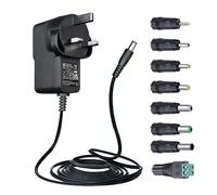 9V 1.5A 1.8M Power Supply Adapter with 8 Tips, DC 9V 1.5A 1A 0.5A Power Cord for Arduino UNO MEGA/Elliptical Machine/Tapo Camera/Record Player/Speaker/Toniebox and More (Center Positive, UKCA)