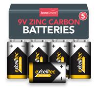 9V Battery | 9 Volt Heavy Duty Batteries | 6F22 PP3 Smoke Alarm Zinc Carbon 5pk