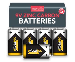 9V Battery | 9 Volt Heavy Duty Batteries | 6F22 PP3 Smoke Alarm Zinc Carbon 5pk