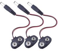 9V Battery Snap Connector Cable | 5.5mm x 2.1mm DC Male Plug | T-Type Clip Power Adapter | Compatible with Arduino, CCTV, LED Strip, DIY Electronics | 12cm PVC Wire | Pack of 3