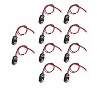 9V Battery Snap Connectors 10 Pack T Shape Clip with Pre-Stripped 15cm Flying Leads, Solder Terminals for DIY Electronics, Instruments & Alarms