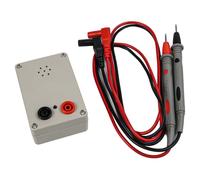 9V Buzzer Continuity Tester for Wire, PCB, Cable and Switch Testing with Audible 100dB Alarm and Indicator Light, White ABS - Pack B: Tester + Red & Black Clip Wire