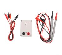 9V Continuity Tester with Buzzer and LED, Cable Tester for Wires and PCB, Acoustic and Optical Display, Includes Test Cable with Alligator Clips, White ABS Housing (D)