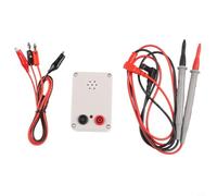 9V Continuity Tester with Buzzer and LED Indicator for Wire, Cable and PCB Circuit Inspection, ABS Housing, 93x55x30mm, White, Includes Multimeter Pen and Red/Black Clip Wire(D)
