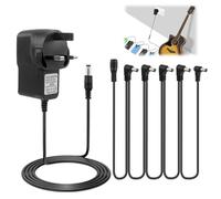 9V Guitar Pedal Power Supply Adapter, 2m DC Wall Charger Adapter with 5 Way Daisy Chain Pedal Cables for Behringer, JOYO, Donner, BOSS, Sonicake, MXR, Zoom Effects Pedals Tip Negative Cable