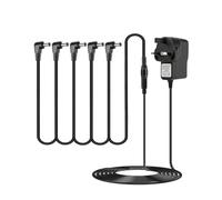 9V Guitar Power Adapter DC 5.5x2.1mm with 5 Way Daisy Chain Cable 1A Power Supply Charger Pedal Polarity Center Negative Sleeve Positive for Boss Behringer Donner Sonicake MXR Zoom Effect Pedals