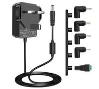 9V Power Supply, DC 9V Power Cord, Input AC 100-240V to 9Volt 1.5A 1A 0.5A Adapter with Center Positive Plug & 5 Tips, fit for Arduino UNO R3, Schwinn Bike 140 170, Crosley Record Player.