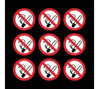 9x No Smoking 75mm circles - Double Sided Self adhesive stickers for Car, Van, Taxi, Lorry, Coach