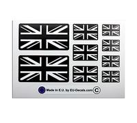 9X UK Union Jack flags in Black and White Laminated Decal Sticker for helmet and bike MioVespa collection