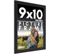 9x10 Frame Black Picture Frame - Complete Modern Photo Frame Includes UV Acrylic Shatter Guard Front, Acid Free Foam Backing Board, Hanging Hardware Wood Wall Frames for Family Photos - no Mat