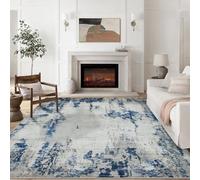 9x12 Area Rugs for Living Room Rug Washable: Modern Large Rug for Dining Room Bedroom Carpet Non Slip 9 by 12 Indoor Abstract Nursery Home Office Blue White