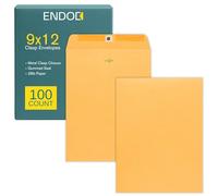 9x12 Clasp Envelopes - Brown Kraft Catalog Envelopes with Clasp Closure & Gummed Seal - 28lb Heavyweight Paper Envelopes for Home, Office, Business, Legal or School - 100 Box 9 x 12