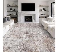 9x12 Washable Area Rug: Large Modern Abstract Living Room Rugs BrickGray