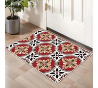 9x12ft/108x144in/275x365cm Area Rug, Super Soft Washable Rugs for Living Room, Non-Slip Stain Resistant Vintage Rugs, Ultra-Thin Carpet for Bedroom Dining Farmhouse (Red and Brown Tiles)