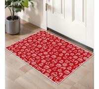 9x12ft/108x144in/275x365cm Area Rugs for Living Room, Non Slip White Christmas Icons on Red Distressed Print Carpet, Large Low Pile Ultra-Thin Lightweight Rugs for Bedroom, Dining Room, Office