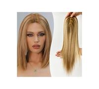 9x14 cm Lage Silk Base Real Human Hair Toppers, for Women with thinning hair hair loss（Blonde Mixed Brown) Adds Volume(16 inch)