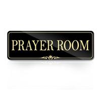 9x3 Inch Prayer Room Sign Acrylic Self-stick Door Wall Signage for Church Office House (Royal Black)