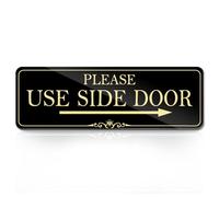 9x3 Inch Use Side Door Sign Right Arrow Acrylic Self-stick Door Wall Signage Great for Business Stores House (Royal Black)