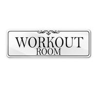 9x3 Inch Workout Room Sign Acrylic Self-stick Door Wall Signage for GYM Business Home (Elegant White)