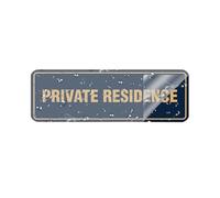 9X3 Metal Tin Private Residence Sign With Bold Yellow Text And Blue Background Self Adhesive Backing For Home Door Wall Decoration Indoor Outdoor Use 4×16 Inch
