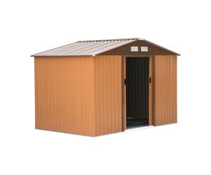 9x6 ft Metal Shed Khaki Storage Large Yard Store Door Container