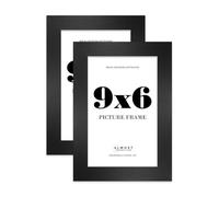 9x6 Photo Frame, Display 9x6 Pictures (22.9 x 15.2cm) Picture Frame for wall Display - Black - 2 Pack