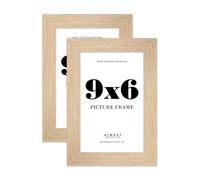 9x6 Photo Frame, Display 9x6 Pictures (22.9 x 15.2cm) Picture Frame for wall Display - Oak - 2 Pack