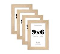 9x6 Photo Frame, Display 9x6 Pictures (22.9 x 15.2cm) Picture Frame for wall Display - Oak - 4 Pack