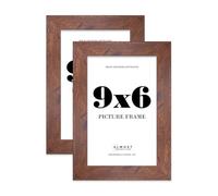 9x6 Photo Frame, Display 9x6" Pictures (22.9 x 15.2cm) Picture Frame for wall Display - Rustic Wood - 2 Pack