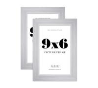 9x6 Photo Frame, Display 9x6 Pictures (22.9 x 15.2cm) Picture Frame for wall Display - Silver - 2 Pack