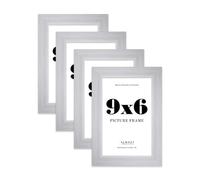 9x6 Photo Frame, Display 9x6" Pictures (22.9 x 15.2cm) Picture Frame for wall Display - Silver - 4 Pack