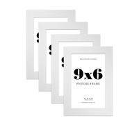 9x6 Photo Frame, Display 9x6" Pictures (22.9 x 15.2cm) Picture Frame for wall Display - White - 4 Pack