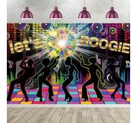 9x6FT Disco Backdrop Back to 60s 70s 80s 90s Let's Boogie Disco Dancing Night Let's Glow Crazy Photography Background Disco Theme Birthday Party Decorations Banner Photo Booth Props