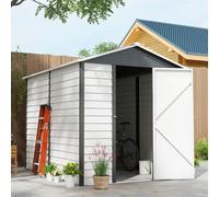 Outsunny 9'x6' Galvanised Metal Garden Shed - Grey, Grey