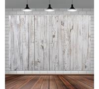 9x6FT Wood Backdrop Rustic Wood Wall White Grey Vintage Wooden Board Photography Background Newborn Baby Shower Birthday Party Cake Table Decorations Banner Photo Booth Props