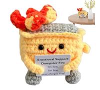 9x6x7cm Emotional Support Dumpster Fire Doll, Positive Emotional Support Dumpster Fire Doll, Adorable Dumpster Fire Crochet Doll With Encouragement Card For Funny Positive Good Lucky G ifts -Yellow