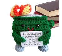 9x6x7cm Emotional Support Dumpster Fire Doll, Positive Emotional Support Dumpster Fire Doll, Adorable Dumpster Fire Crochet Doll With Encouragement Card For Funny Positive Good Lucky Gi fts - Green