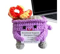 9x6x7cm Emotional Support Dumpster Fire Doll, Positive Emotional Support Dumpster Fire Doll, Adorable Dumpster Fire Crochet Doll With Encouragement Card For Funny Positive Good Lucky G ifts - Purple