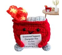 9x6x7cm Emotional Support Dumpster Fire Doll, Positive Emotional Support Dumpster Fire Doll, Adorable Dumpster Fire Crochet Doll With Encouragement Card For Funny Positive Good Lucky Gi fts - Red