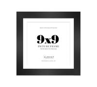 9x9" Black Square Frame With Mount for 8x8" Pictures 28mm Edge Frame Display with Wall Hooks and Kickstand, 1 Pack