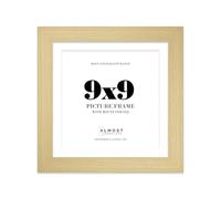 9x9" Gold Square Frame With Mount for 8x8" Pictures 28mm Edge Frame Display with Wall Hooks and Kickstand, 1 Pack