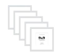 9x9 Light Grey Picture Frame with Mount for 7x7 Photos, Prints - Modern Square Wall Frame, Set of 5