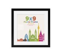 9x9 Picture Frame with 7x7 Mount, Wooden 23 x 23 cm Frames Featuring Clear Acrylic Glass for Table and Wall Mounting, Perfect for Portrait, Home, Office,Black