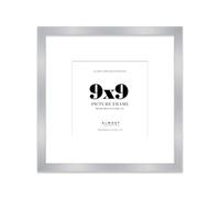 9x9 Silver Picture Frame with Mount for 7x7 Photos, Prints - Modern Square Wall Frame, 1 Pack