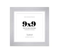 9x9" Silver Square Frame With Mount for 8x8" Pictures 28mm Edge Frame Display with Wall Hooks and Kickstand, 1 Pack