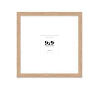 9x9" Square Picture Frame, Display Pictures 5x5" With Mat or 9x9" Without Mat, Wall Hanging & Free Standing Photo Frame, Oak, 1 Pack