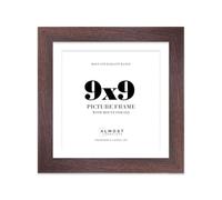 9x9" Walnut Square Frame With Mount for 8x8" Pictures 28mm Edge Frame Display with Wall Hooks and Kickstand, 1 Pack